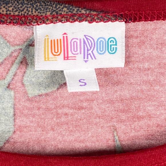 LuLaRoe Julia Dress Women's Size Small Roses Print Casual Fitted Dress Red - Picture 4 of 5